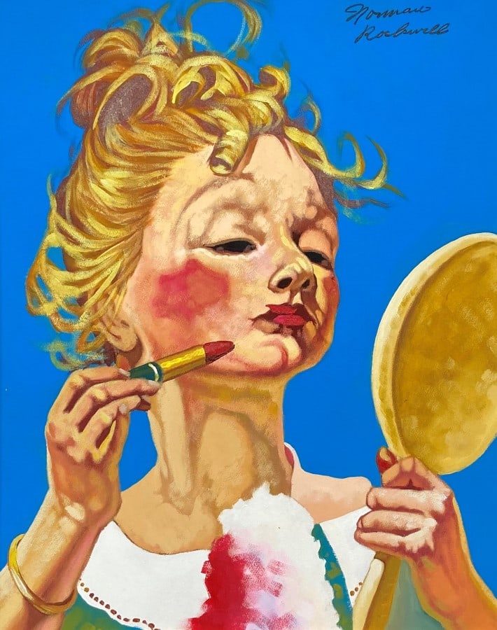 Norman Rockwell mixed media: Norman Rockwell appears in upper right. Attribute to Norman Rockwell Technique: Mixed Media Measures: Medium: Paper Image size 13.25 x 10.50 Inches. Provenance: Private Collection. Lived between (Febr