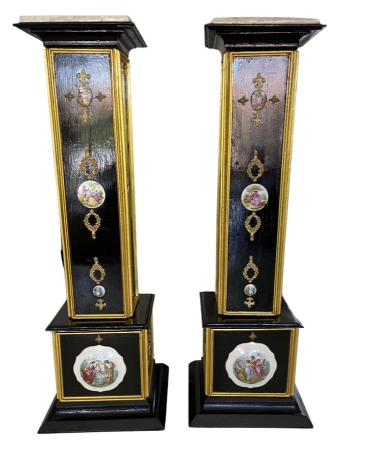 Beautiful Antique French Wood Pedestal & Porcelain (1 of 8)