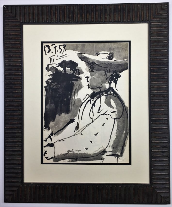 Pablo Picasso Lithograph: Pablo Ruiz Picasso appears in upper left. Attribute to Pablo Ruiz Picasso Measures: inches Image size Medium: Paper. Provenance: Private Collection. Lived between (Oct 1881 - Apr 1973) Pablo Ruiz Pica