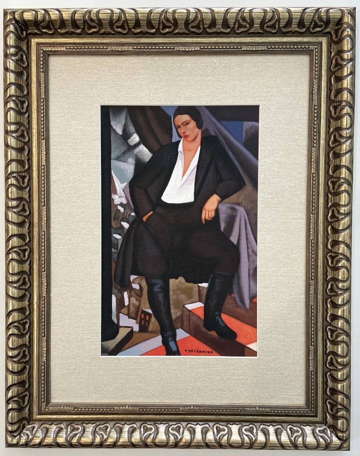 Tamara De Lemicka Oil on Paper: Tamara De Lempicka appears in lower center attribute to Tamara De Lempicka Measures: 14.25 x 12.25 inches Image size Medium: Paper. Technique: Oil Provenance Born in Warsaw, Lempicka briefly moved to