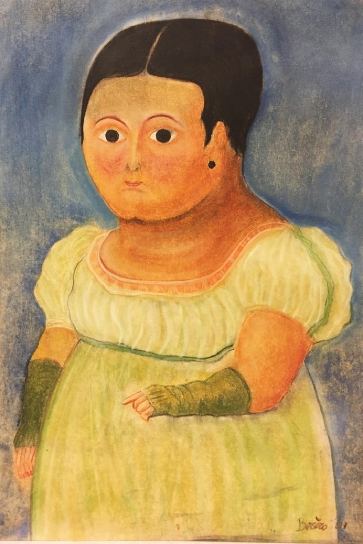 MIXED MEDIA ON PAPER BOTERO: 19" X 13" (Attrib.)FERNANDO BOTERO