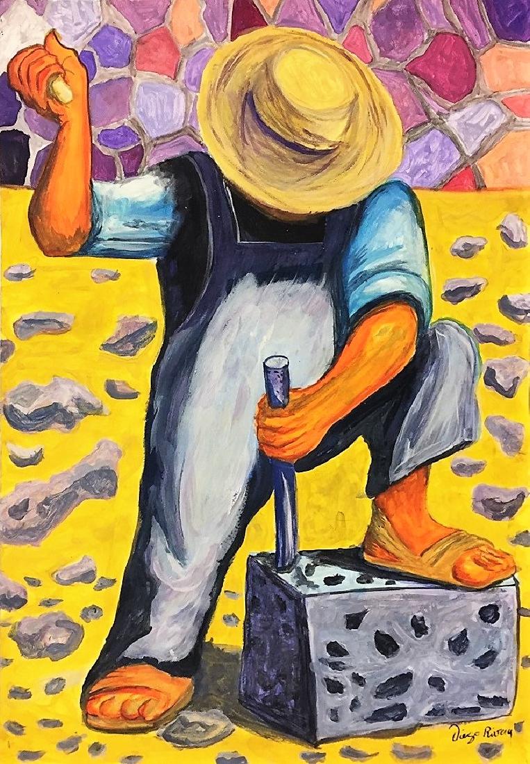 Diego Rivera Watercolor: Private Collection 15.50" x 11.50" (Attributed) With Attributed Certif of Authenticity & Provenance Diego Rivera was a prominent Mexican painter. His large frescoes helped establish the Mexican Mural