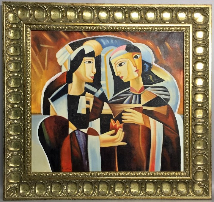 Pablo Picasso Oil on Canvas: Private Collection 19.50"x21" (Attrib.) With Attrib Certificate & Provenance 1881 -1973 was a Spanish painter, sculptor, printmaker, ceramicist, stage designer, poet and playwright who spent most of h