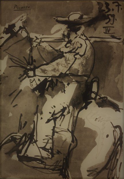 Pablo Picasso Lithography: Private Collection 15" x 11"(Attrib.) With Attrib Certificate & Provenance Pablo Picasso 1881 - 1973 was a Spanish painter, sculptor, printmaker, ceramicist, stage designer, poet and playwright who sp