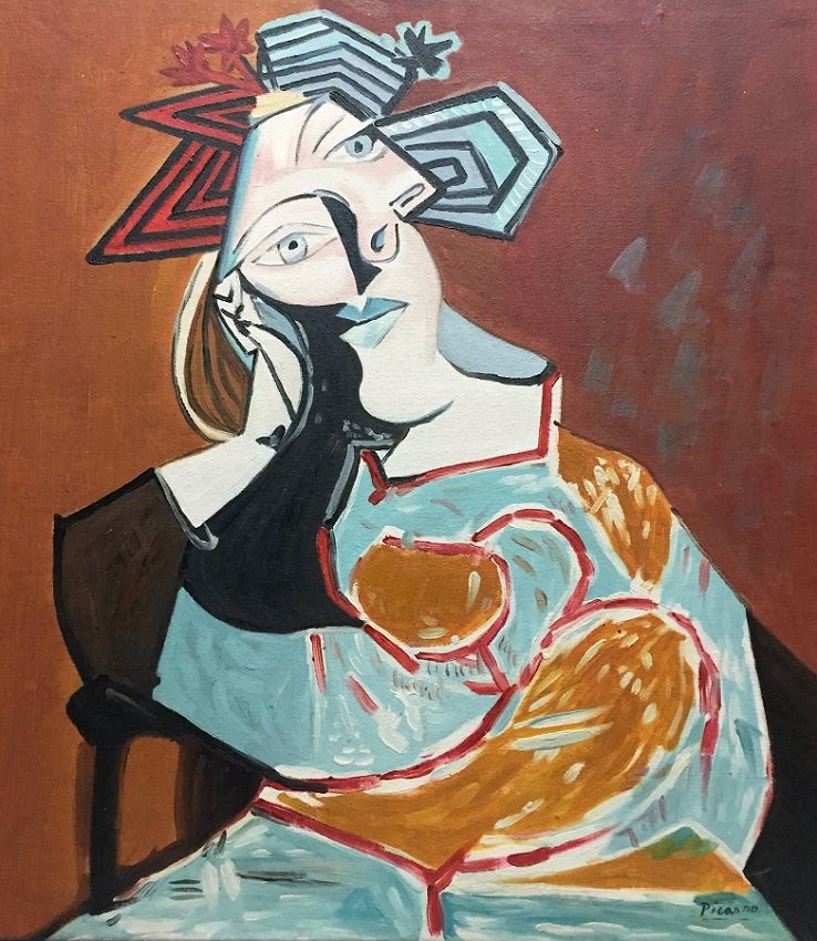 Pablo Picasso oil on Canvas: Private Collection 23" x 20" (Attrib.) With Attrib. Certificate & Provenance Pablo Picasso 1881 - 1973 was a Spanish painter, sculptor, printmaker, ceramicist, stage designer, poet and playwright who 