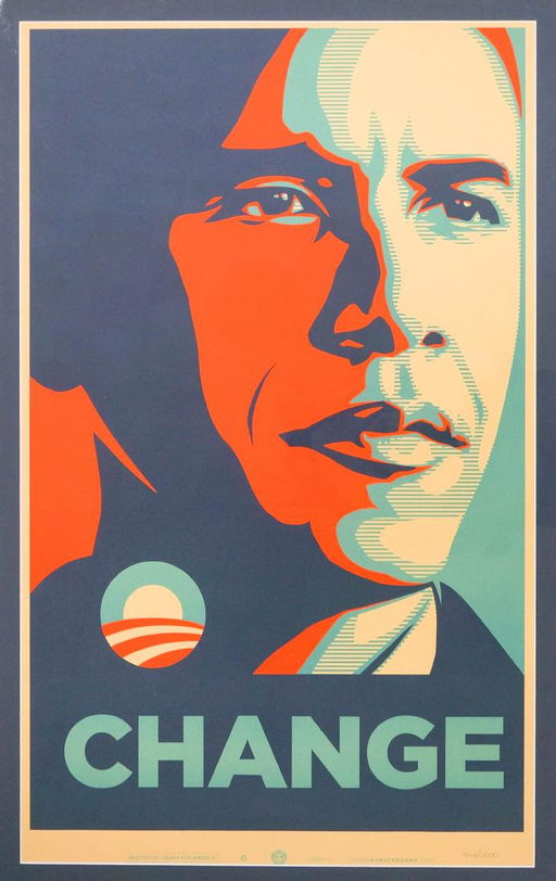 Shepard Fairey Obama Change Color Screenprint Apr 22 2017 Grant Zahajko Auctions Llc In Wa