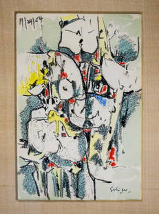 Charles Seliger (New York, 1926-2009): Charles Seliger small original artwork titled "Study". An ink and wash, measures 5.25" x 3.5" (image), is in original frame and measures 11.75" x 9.5". Otto Seligman Gallery label verso. We ship most