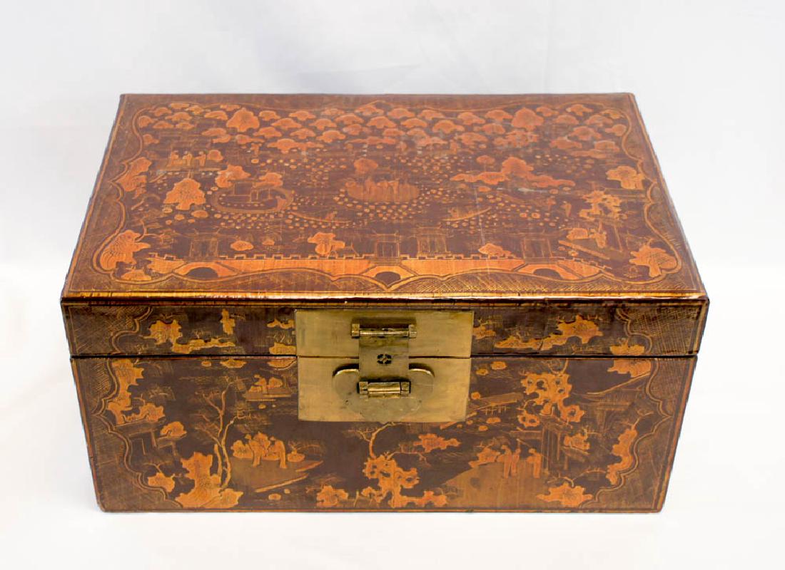Chinese Red and Gold Lacquered Small Trunk (1 of 4)