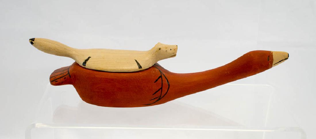 Vintage Nunivak Island Alaska Carved Wood Quid Box (1 of 3)