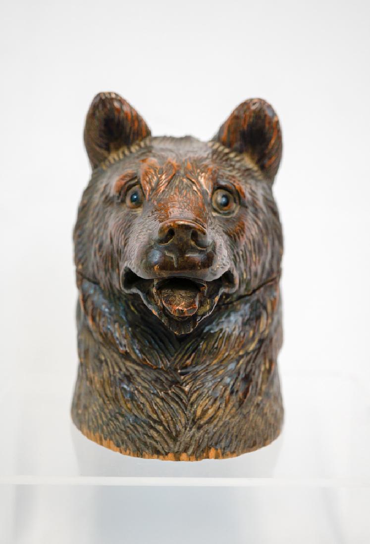 A Fine Carved Black Forest Bear Inkwell: A very fine carved black forest bear inkwell. Measures 4.75" x 4: x 3". We ship most items in house. Exclusions include furniture, oversized framed artwork and heavier items. Please inquire for shippi
