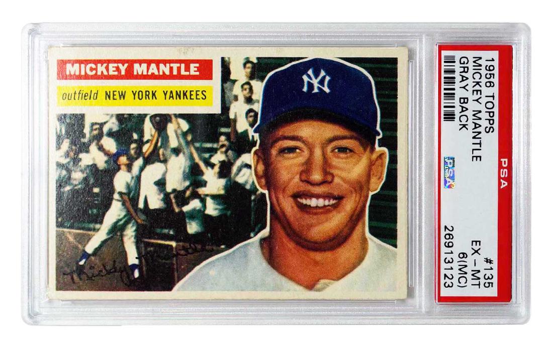 1956 Topps #135 Mickey Mantle Gray Back PSA 6 MC (1 of 2)