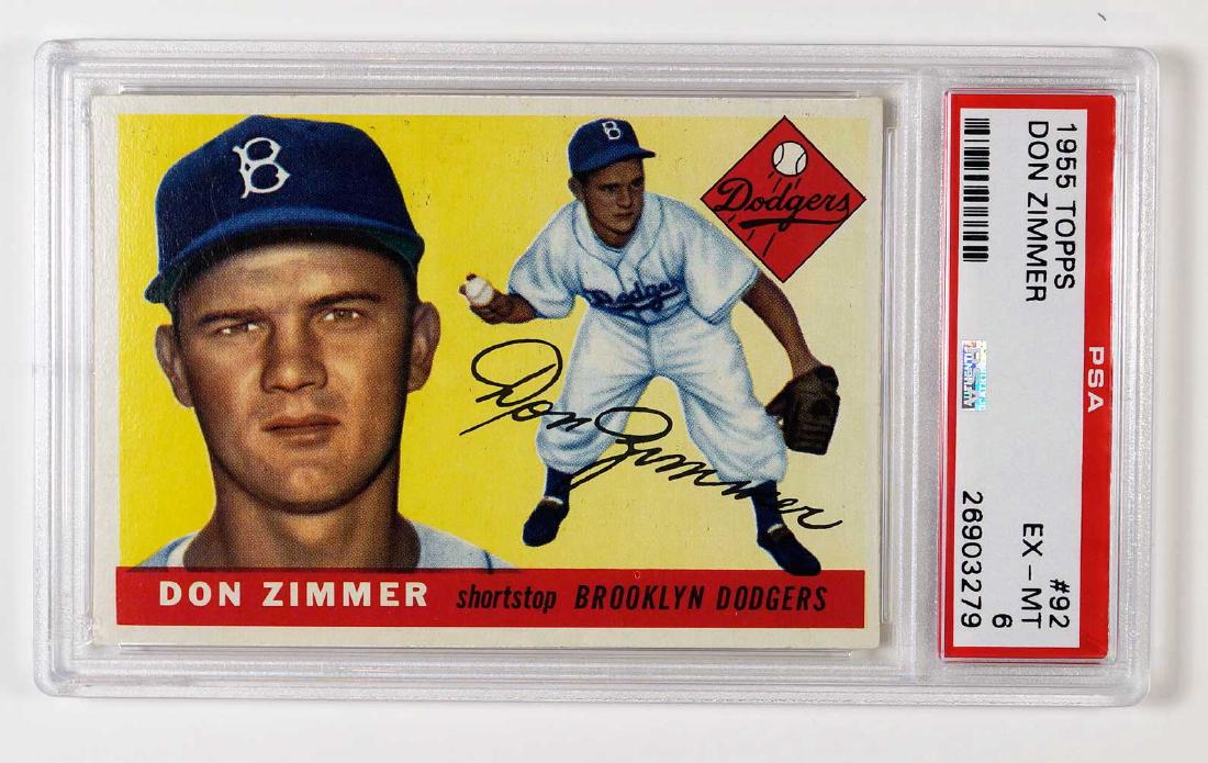 1955 Topps #92 Don Zimmer PSA 6: 1955 Topps #92 Don Zimmer PSA 6. We ship most items in house. Exclusions include furniture, oversized framed artwork and heavier items. Please inquire for shipping quotes.