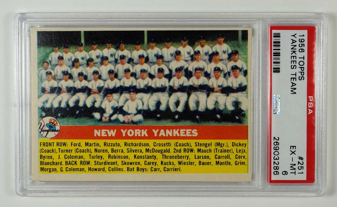 1956 Topps #251 Yankees Team PSA 6 (1 of 2)