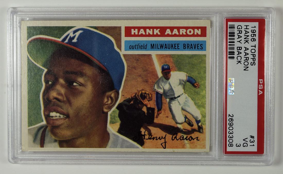 1956 Topps #31 Hank Aaron Gray Back PSA 3 (1 of 2)