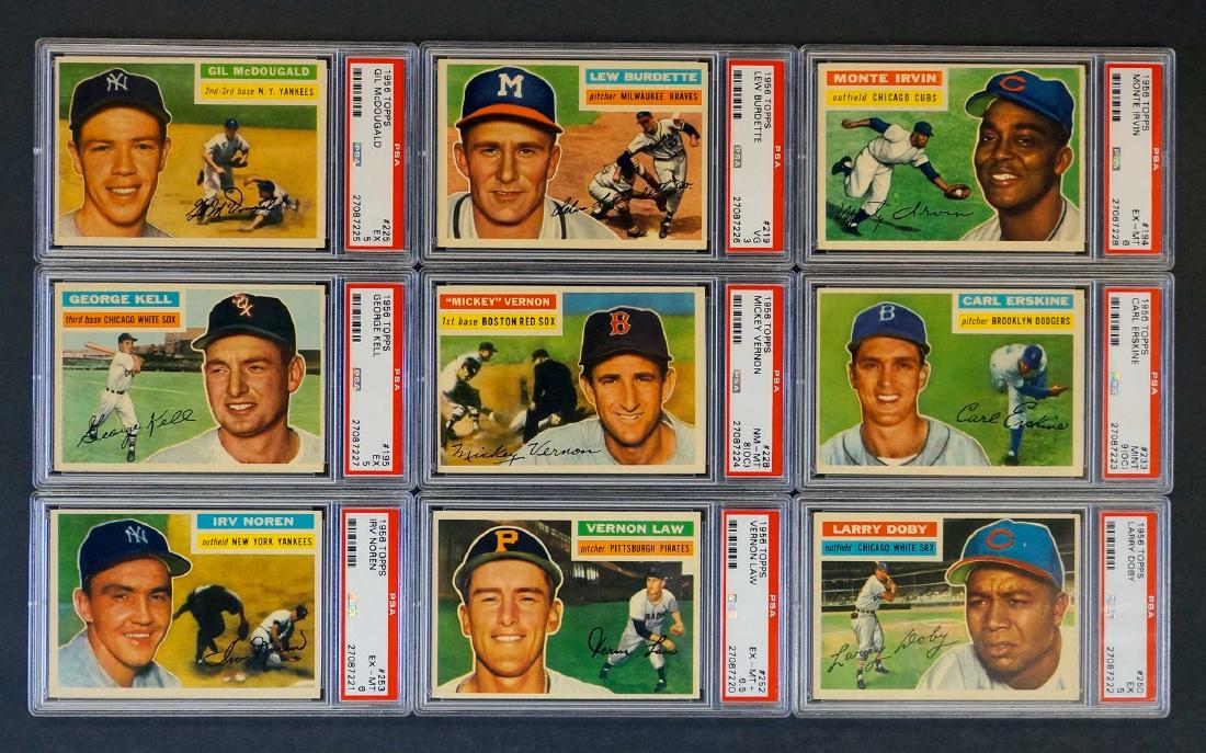Group of Nine 1956 Topps Graded Cards (1 of 2)