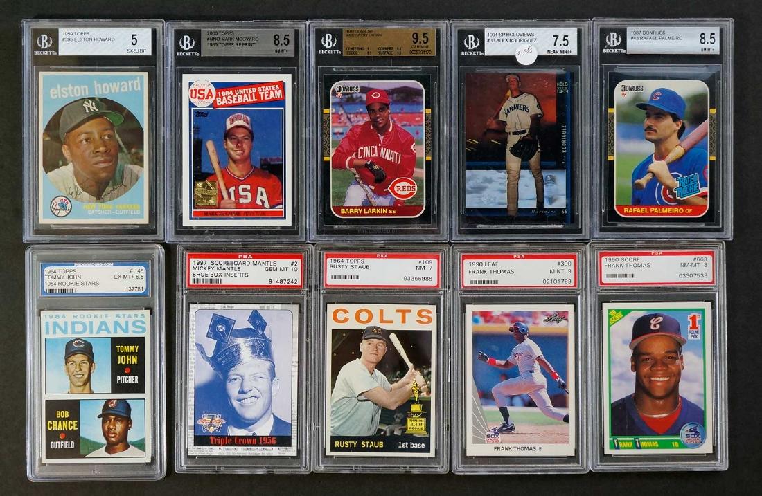 Collection Ten Graded Cards Rookies HOF'ers: A collection of (10) rookie and Hall of Fame baseball cards. We ship most items in house. Exclusions include furniture, oversized framed artwork and heavier items. Please inquire for shipping quotes.