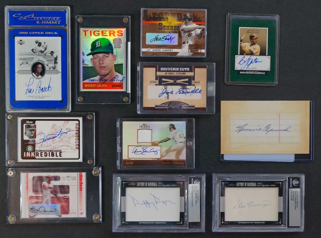 Group (10) MLB Autographs Hall of Famer's Cards: Group of (10) Hall of Fame autograph's on cards, cuts, etc. We ship most items in house. Exclusions include furniture, oversized framed artwork and heavier items. Please inquire for shipping quotes.