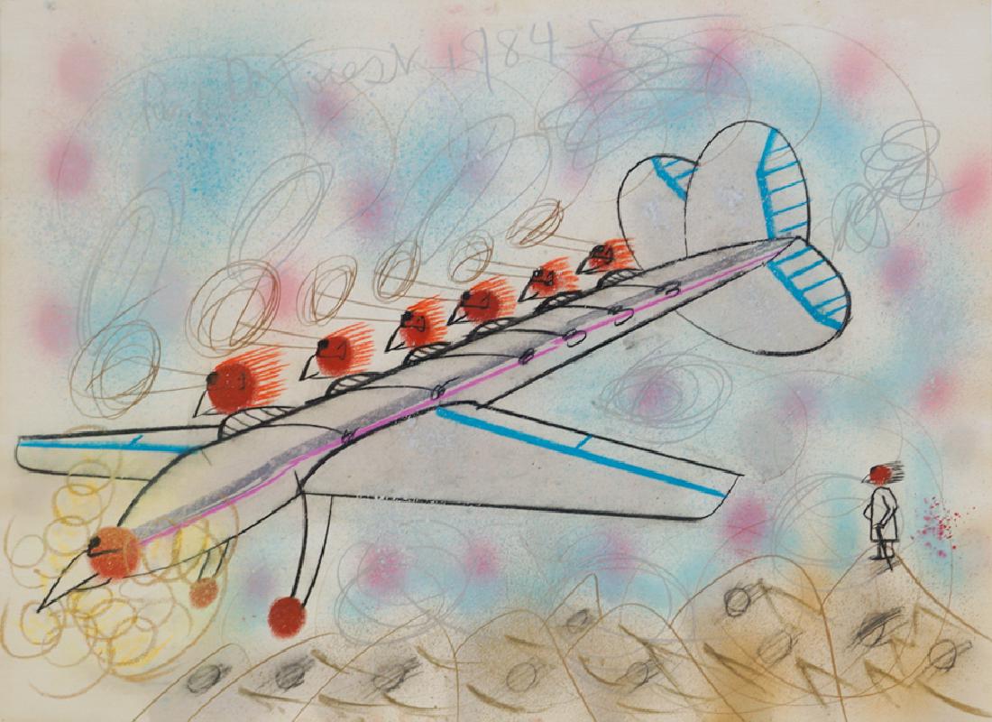 Roy De Forest, Signed Original Work on Paper: Roy De Forest (1930-2007) signed and dated original work on paper. Signed at top of image and dated 1984-85. Crayon, pastel and gouache original artwork measuring 22.5" x 30". Excellent condition. Unf