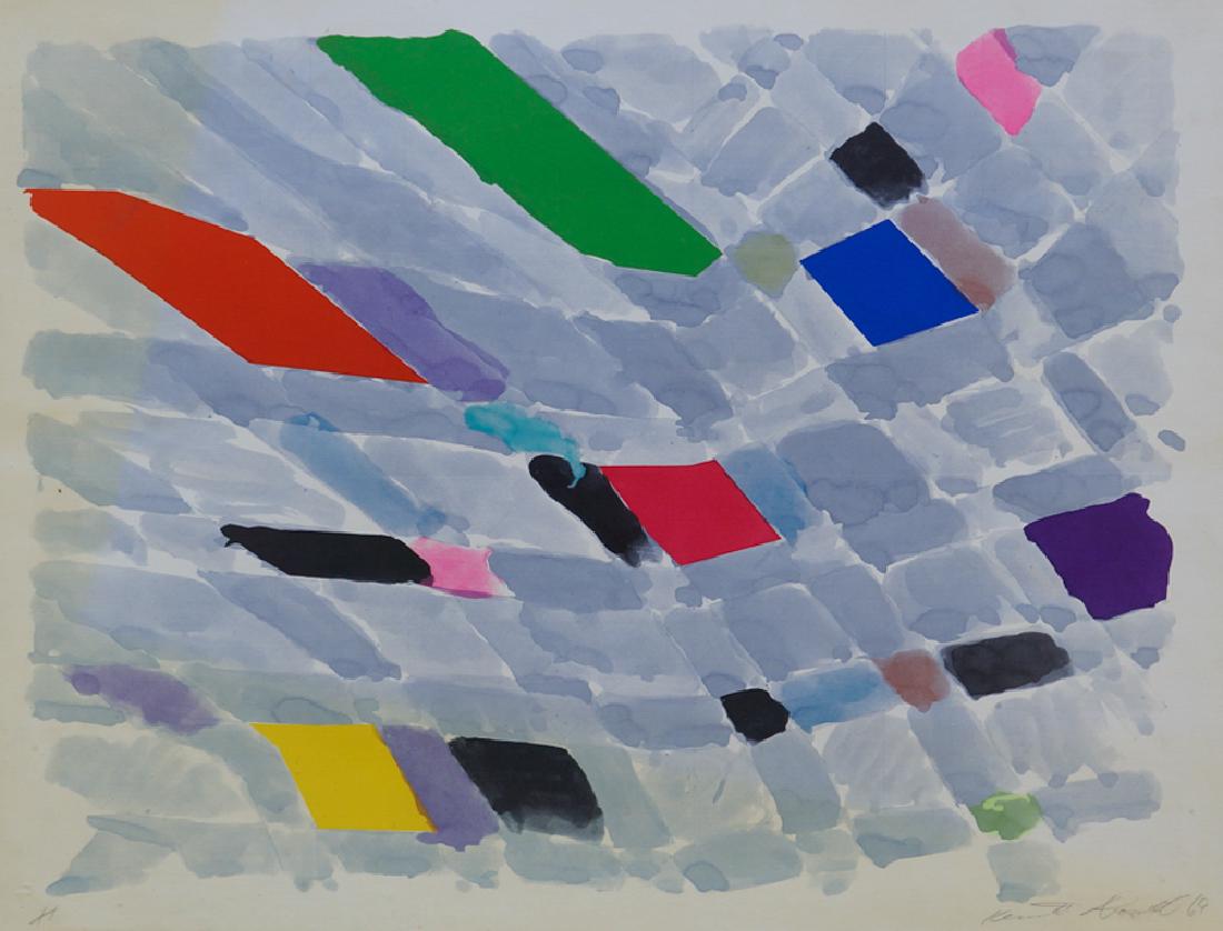 Kenneth Nolan Signed Lithograph, 1969: Kenneth Nolan signed and dated lithograph. From the collection of artist Terry Karson, Mr. Karson catalogued his art before passing earlier this year and he personally obtained his pieces from artists