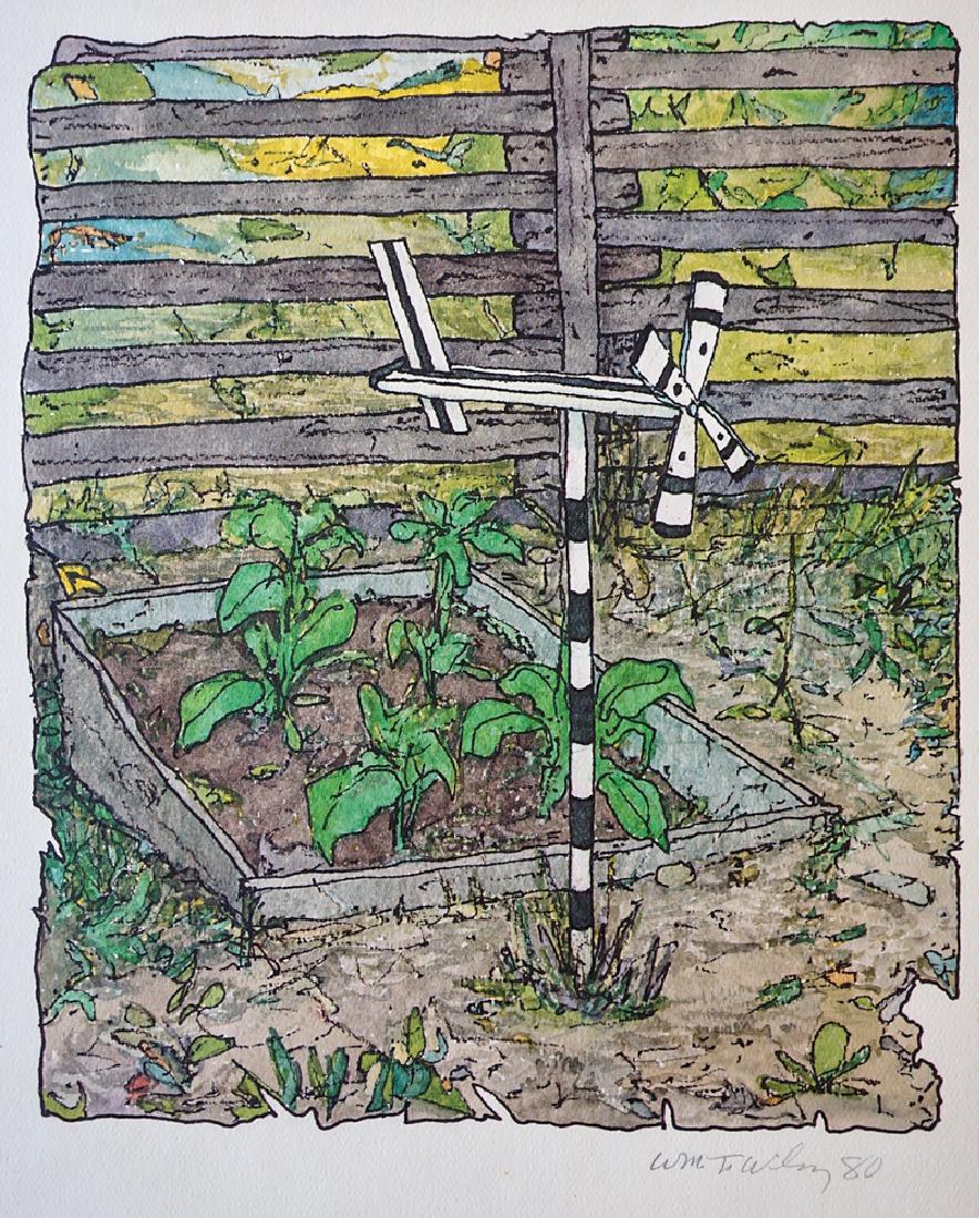 William Wiley (born 1937) Signed Lithograph: William Wiley (born 1937) signed lithograph in colors. Measures 14 1/8" x 10 3/8" sheet size. Excellent condition withy pinholes at corners. Unframed, loose and not laid down, glued or mounted, etc. T