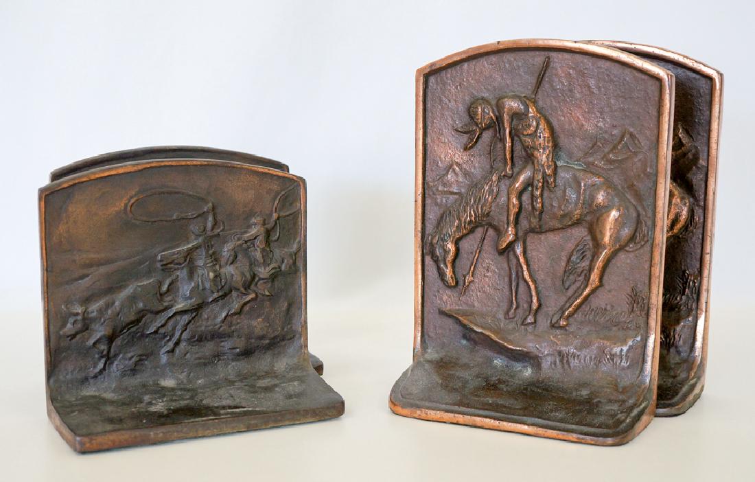 Group of Two Antique Bronze Western Motif Bookends (1 of 5)