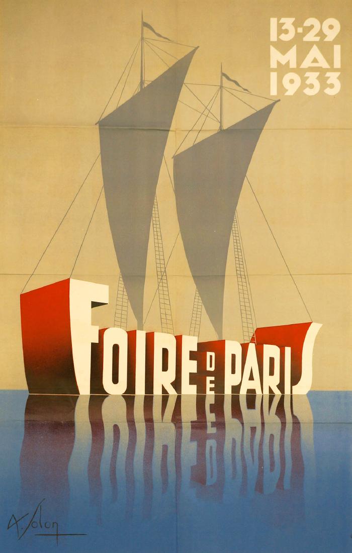 Leon Victor Solon Original Poster, Dated 1933: Estate find-Leon Victor Solon original and authentic poster. Measures 39.25" x 25.75" (99.5 cm x 65 cm). Very good condition. Unframed, loose and not mounted or glued down. Stored folded and thus the 