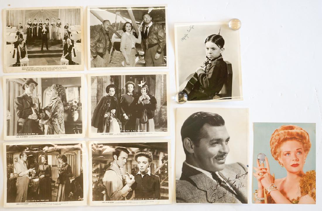 Group of Vintage Movie Photos (9 pieces): Group of Vintage Movie Photos. Includes 1. Alfalfa Switzer .2. Movie scene from Desperate Search. 3. Four photos from Ladies in retirement. 4. Scene from Reveille with Beverly. 5. Photo of Alice Faye.