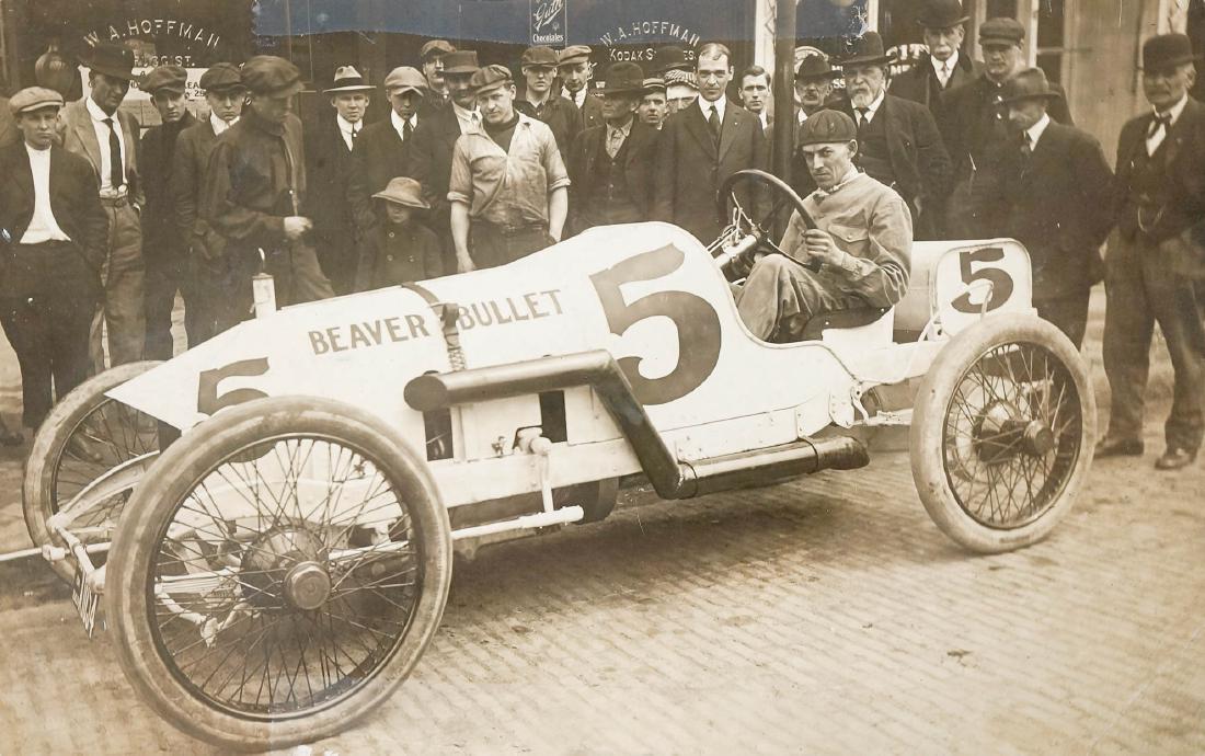 1914 Indy 500 RPPC Beaver Bullet Driver: Descended through the family of mechanic Charles Rogers is this fourth of five lots to come from his estate. Rogers was the ride-a-long mechanic with driver Charles Keene as they placed eighth in the 