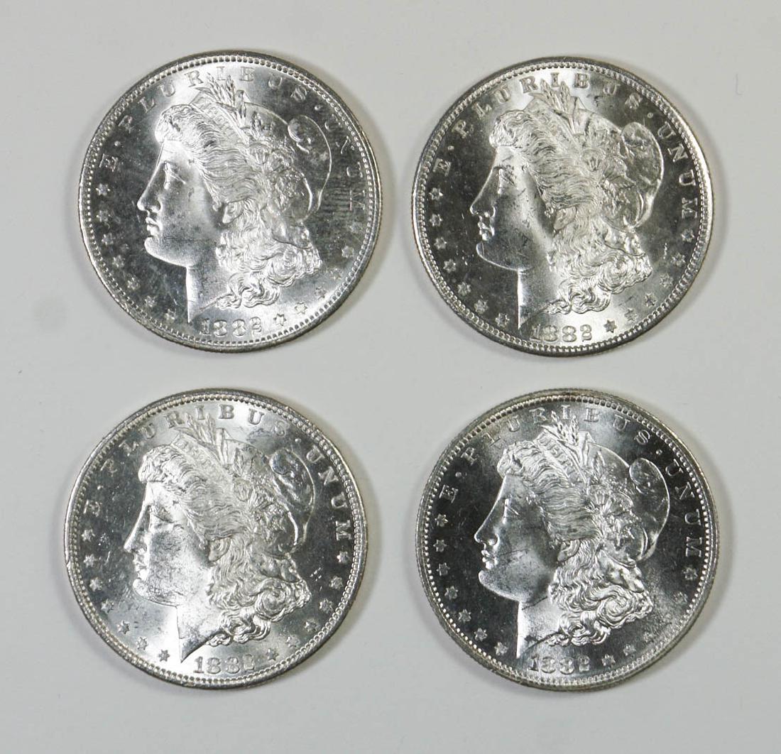 Four High Grade 1882-S Morgan Silver Dollars (1 of 2)