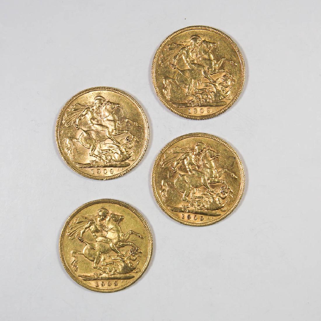 Four 1909 Great Britain Sovereign Gold Coins (1 of 2)