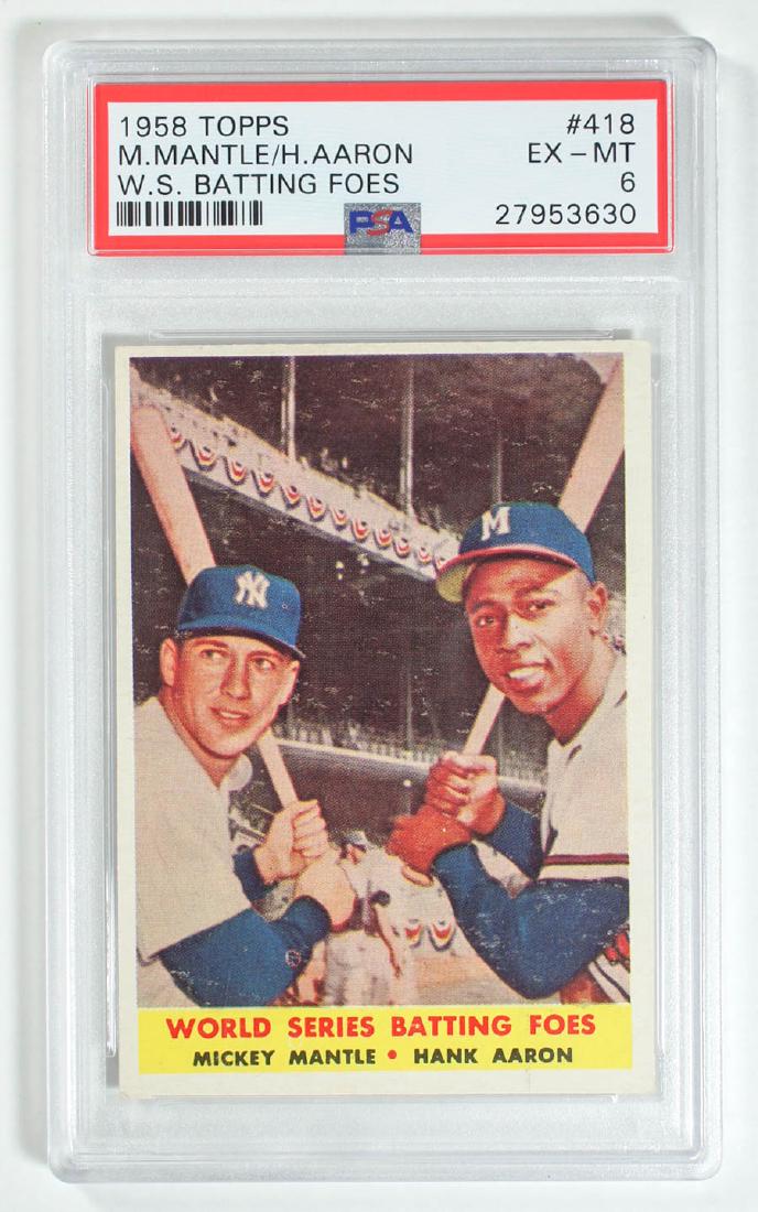 1958 Topps Mickey Mantle/Hank Aaron #418 PSA 6 (1 of 2)