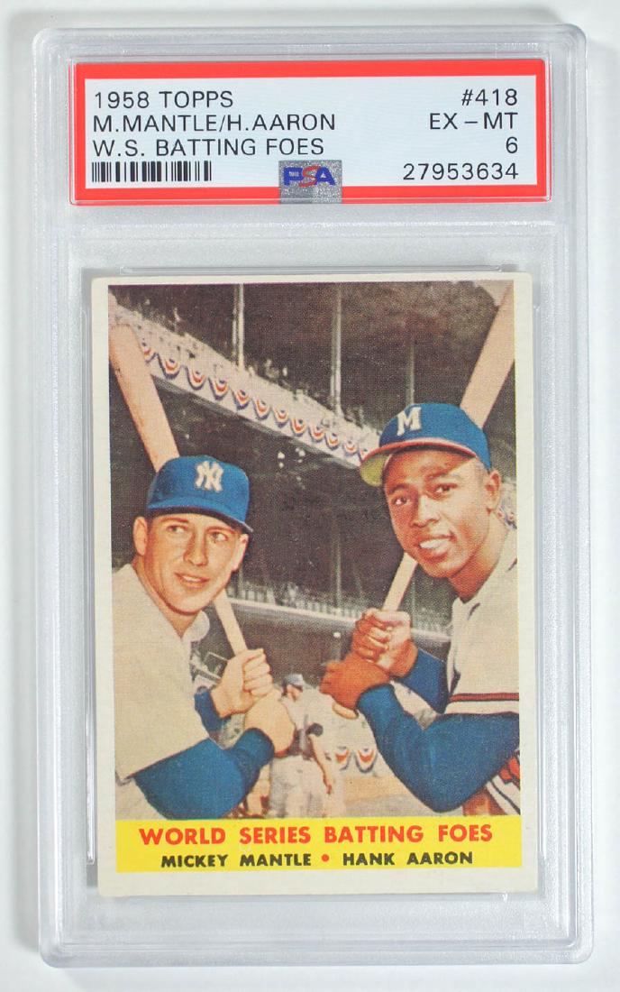 1958 Topps Mickey Mantle/Hank Aaron #350 PSA 6 (1 of 2)