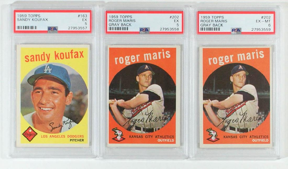 Three 1959 Topps Graded Cards Koufax and Maris (1 of 2)