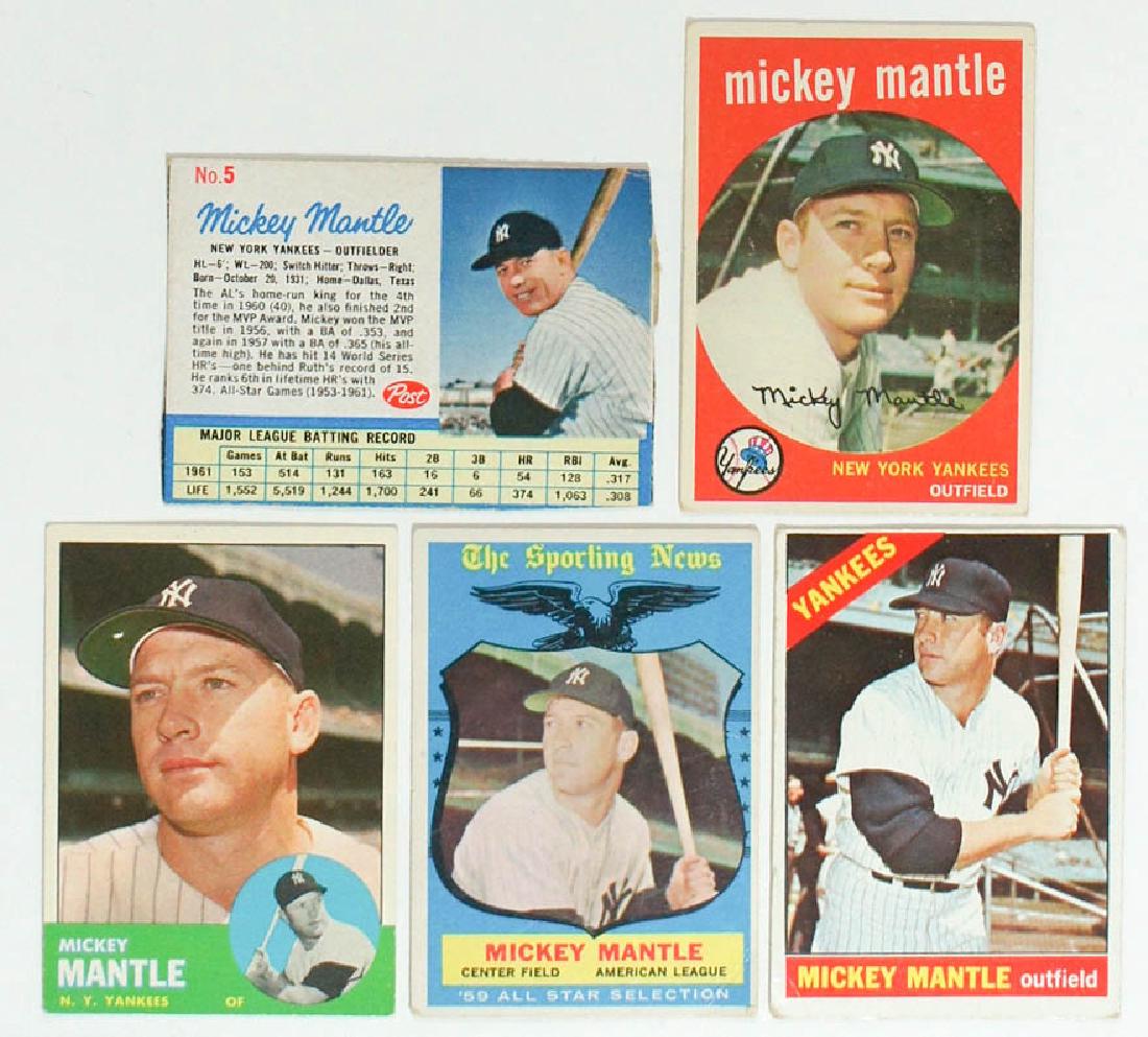 Five Vintage Mickey Mantle Baseball Cards (1 of 2)