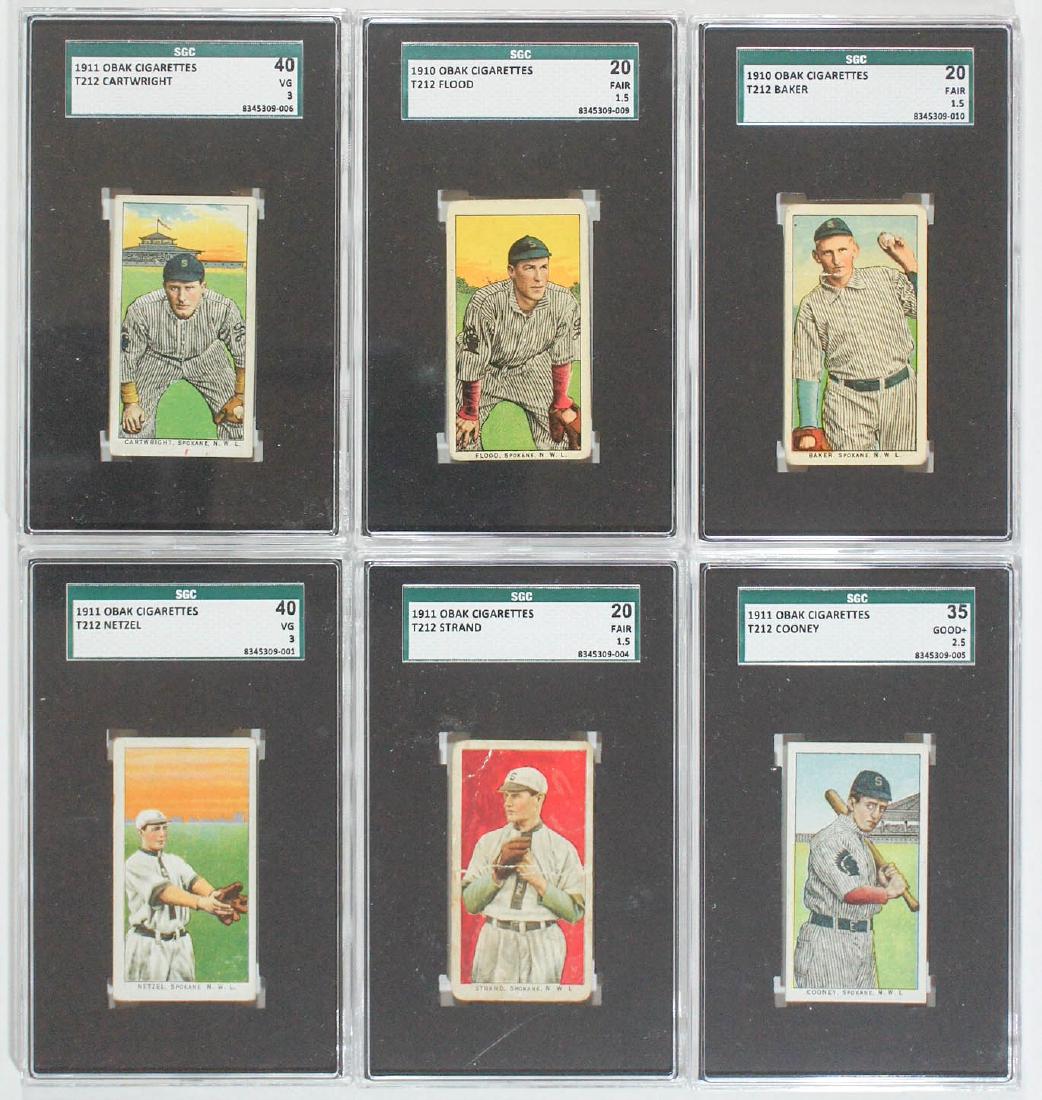 Six 1910-11 T212 Obak Graded Tobacco Cards (1 of 2)