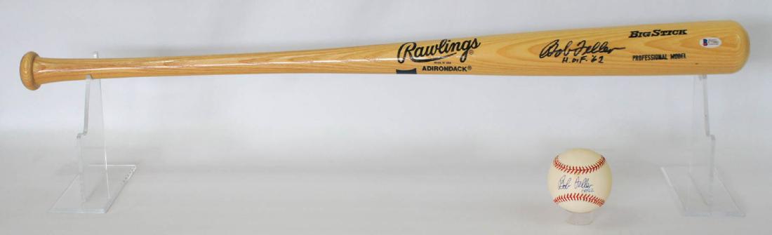 Bob Feller Signed Baseball and Bat Beckett COA (1 of 2)