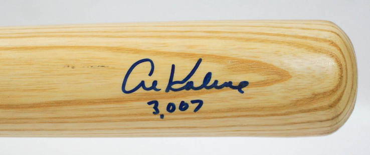 Al Kaline Signed Baseball Bat Beckett COA: Al Kaline autographed LS 125 full size baseball bat. Beckett Authentication Services COA and certification sticker on end of barrel of bat. Measures 34", signature NM/NM-MT condition, bat is unused. W