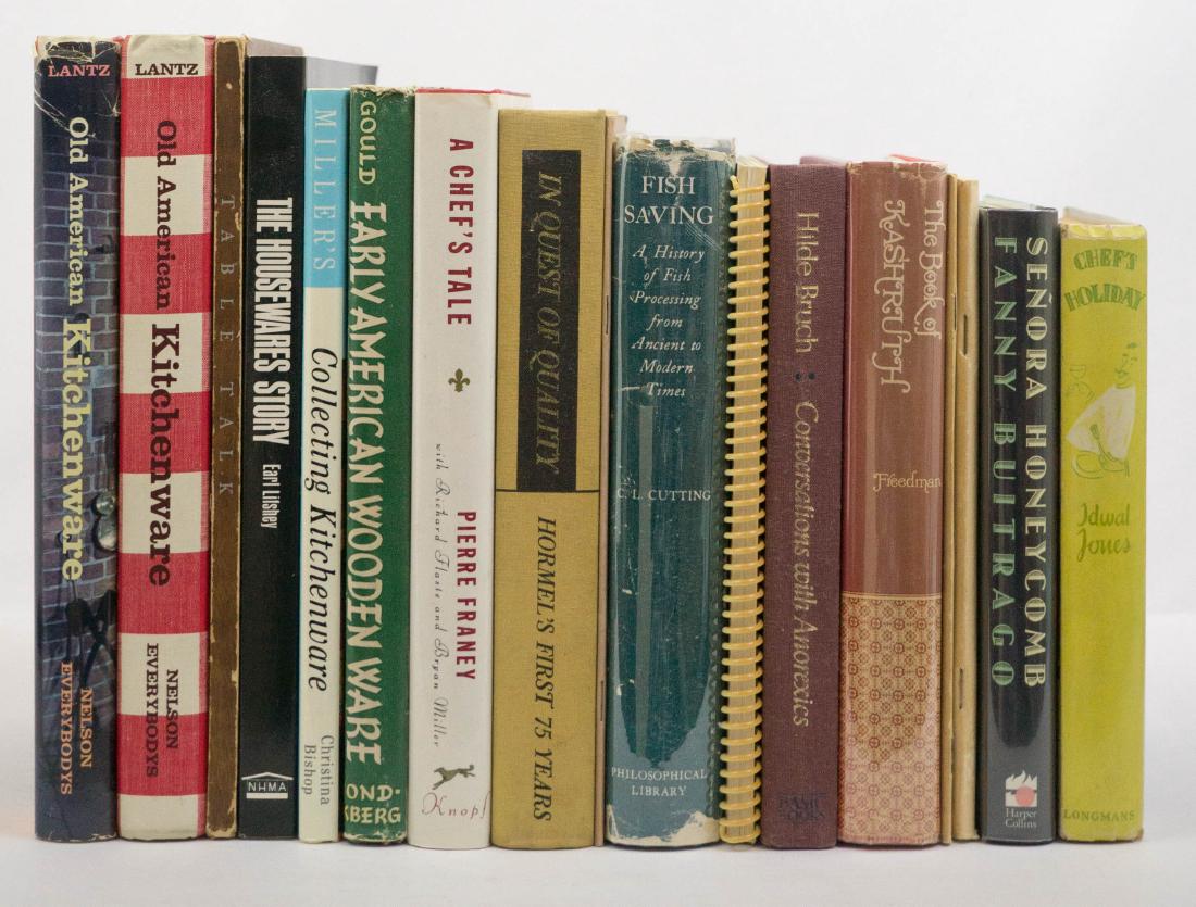 Group of Seventeen Cookery and Kitchen Books: Group of Seventeen Cookery and Kitchen Books. Including Fish Saving and Old American Kitchenware. Provenance: Estate of Russell Johanson, Ravenna Rare Books. We gladly combine shipping on all purchase