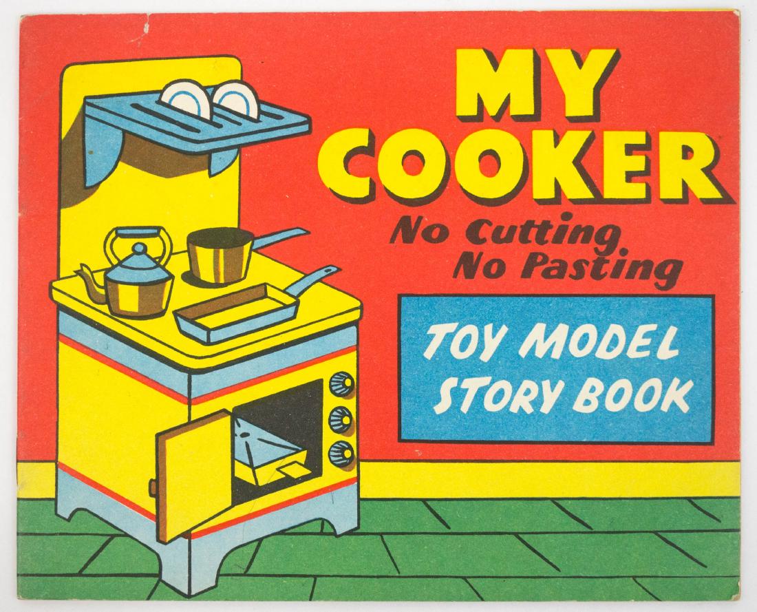 My Cooker Toy Model Story Book Unused, Complete: My Cooker Toy Model Story Book. Undated, appears to be from the 1940's or 50's. No pieces have been removed from this story book. Overall excellent. Provenance: Estate of Russell Johanson, Ravenna Rar