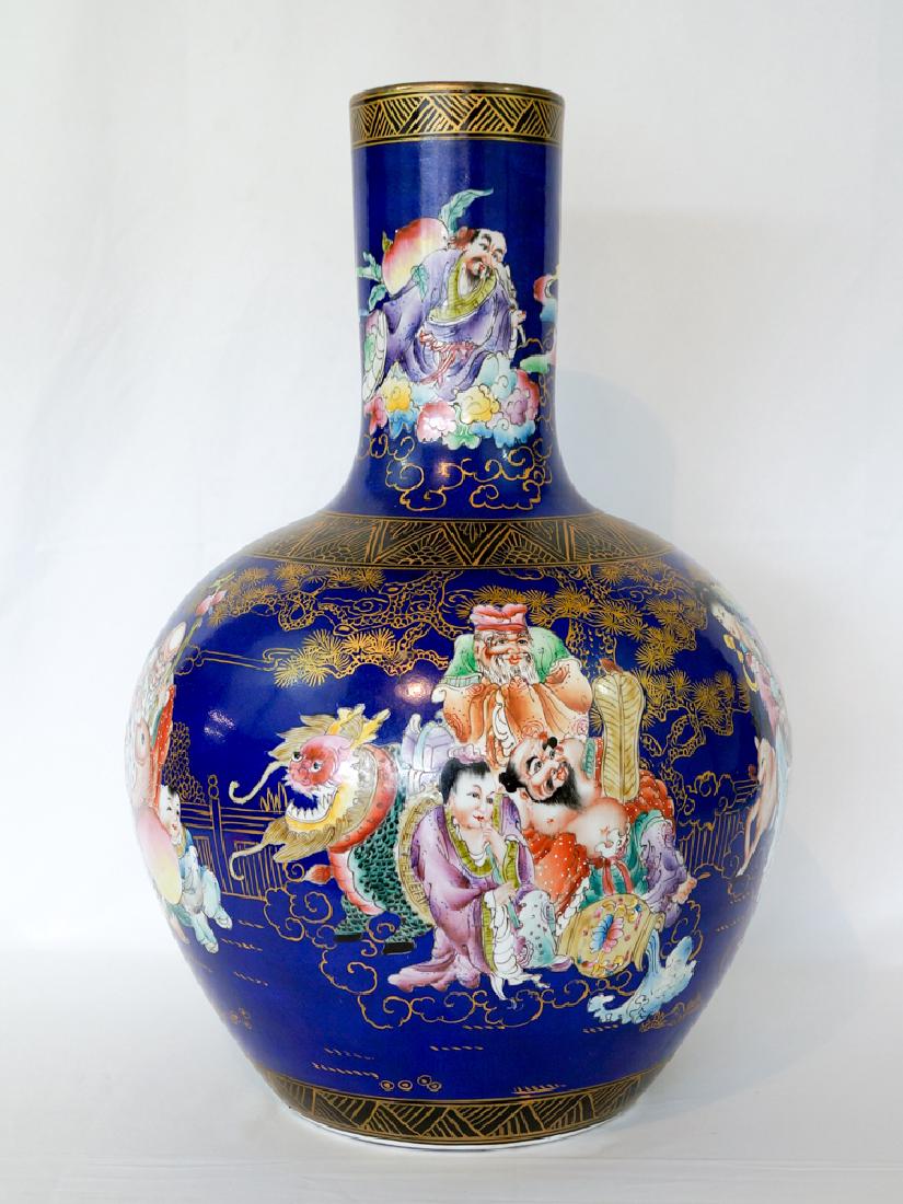 Chinese Floor Vase with Figures and Cobalt Field (1 of 6)