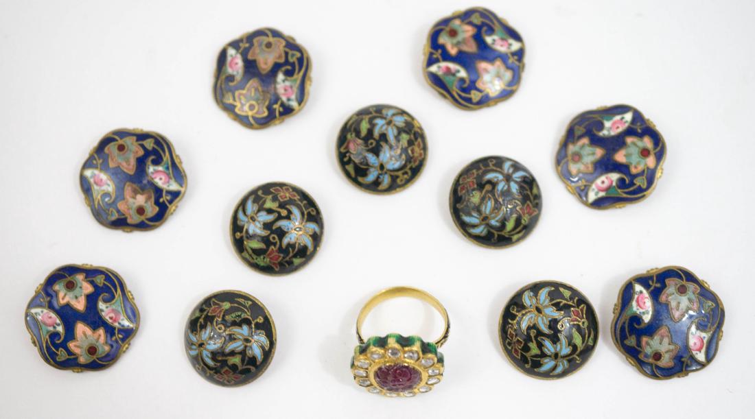 Two Cloisonne Button Sets, Ring (1 of 4)