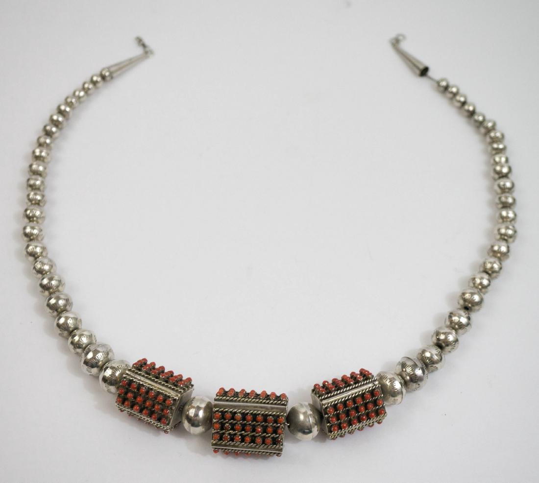 Zuni Silver and Coral Necklace (1 of 2)
