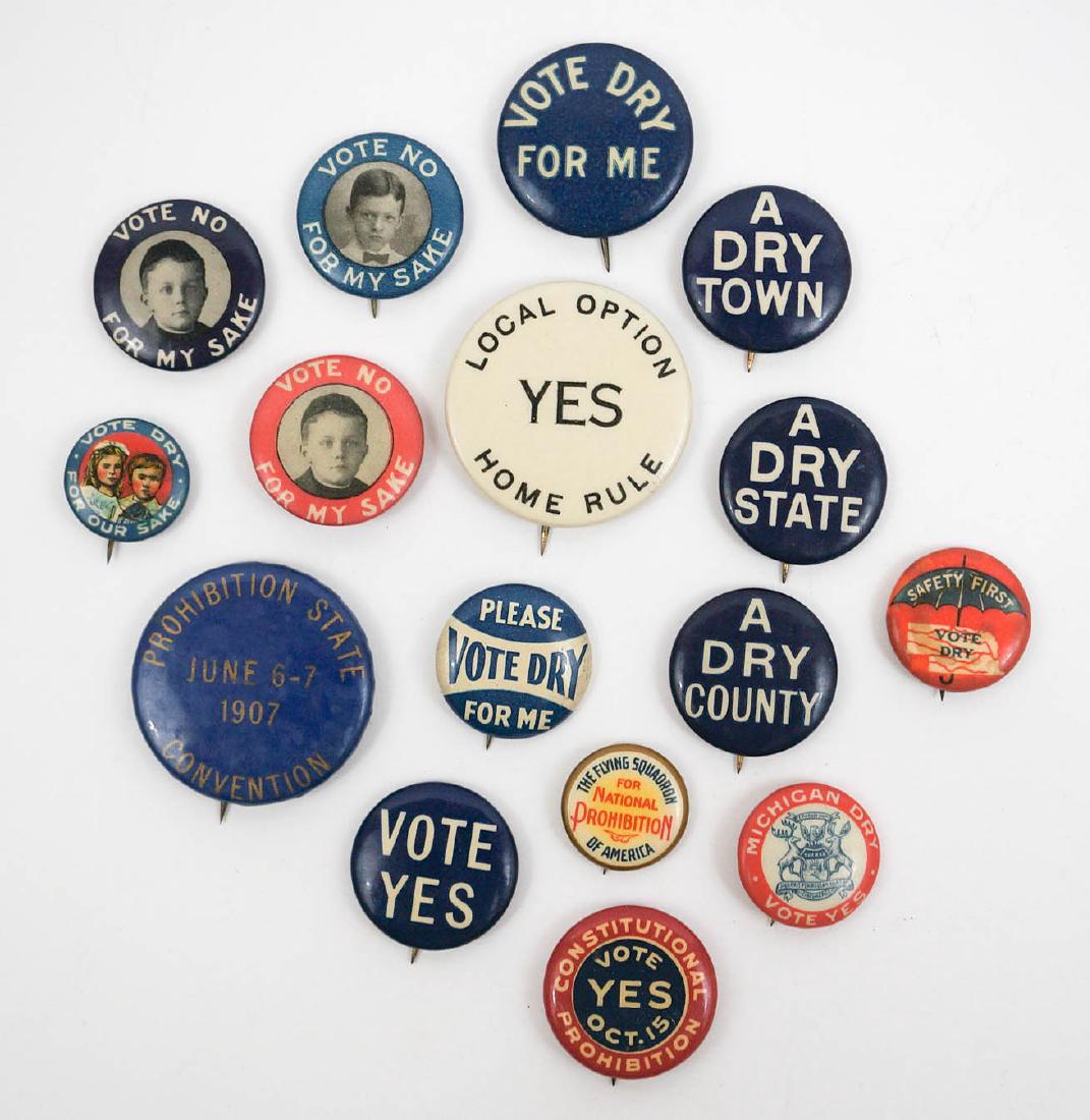 Prohibition Group of Sixteen Pinback Buttons (1 of 2)