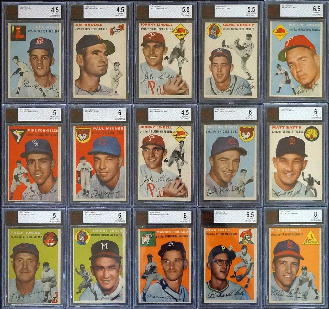 1954 Topps Graded Baseball Cards, Fifteen (1 of 2)