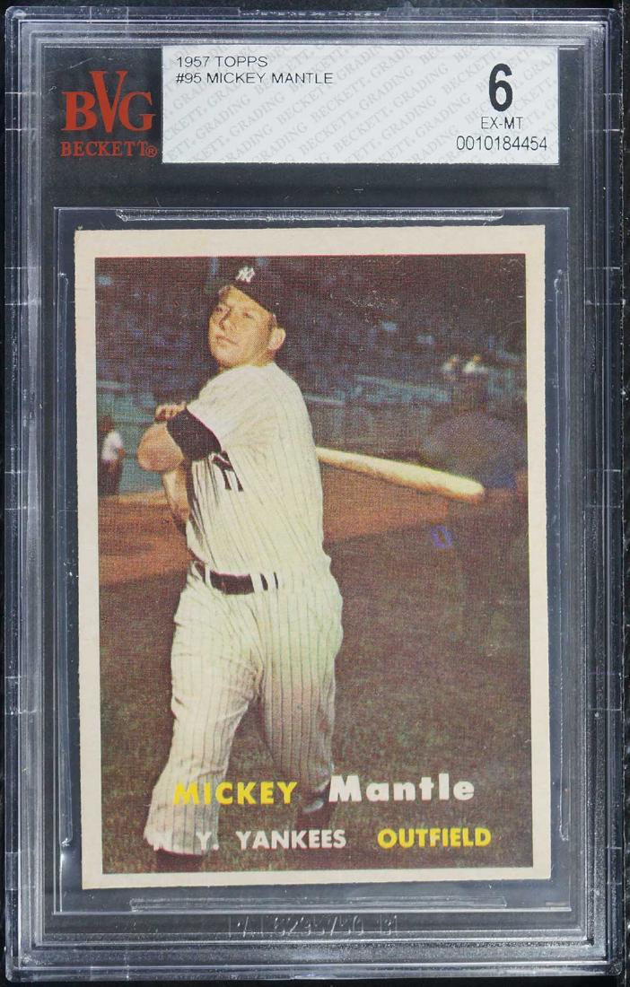 1957 Topps Mickey Mantle #95 Beckett BVG 6 (1 of 2)
