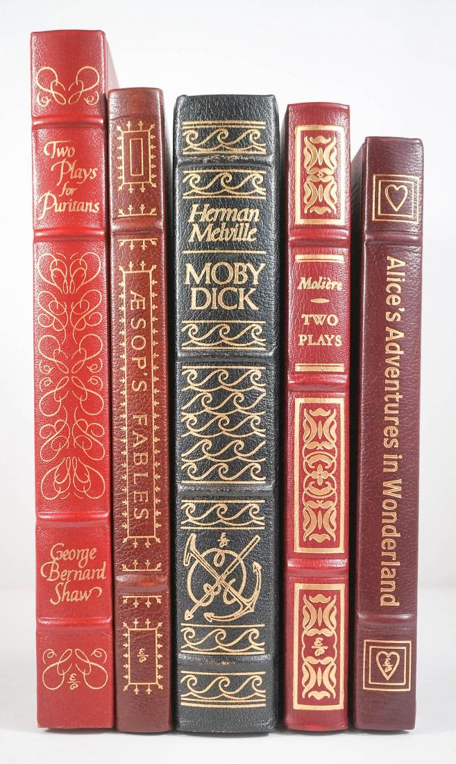 Group of Five Easton Press Collector's Editions: Group of Five Easton Press Collector's Editions. Includes: Moby Dick, Aesop's Fables, Alice's Adventures in Wonderland, Two Plays and Two Plays for Puritans. We gladly combine shipping on all purchase