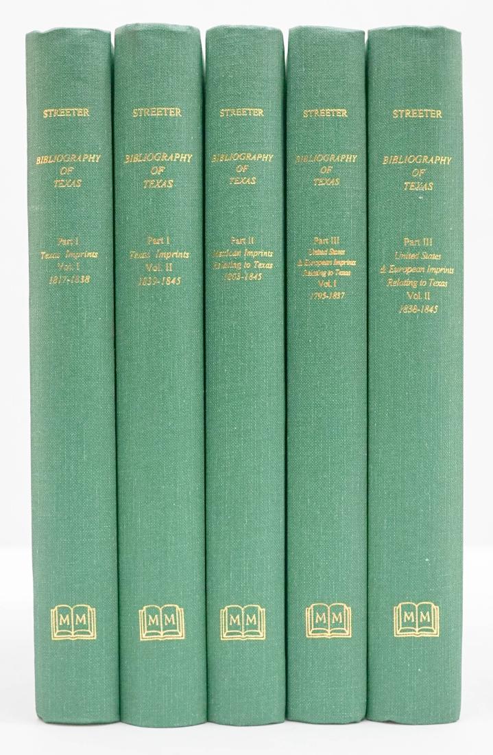 Bibliography of Texas 1795-1845 by Streeter: Bibliography of Texas 1795-1845 by Streeter. One of only 150 sets printed. A facsimile edition of the original Harvard publication (1955-60). The Streeter bibliography is not only the most important b