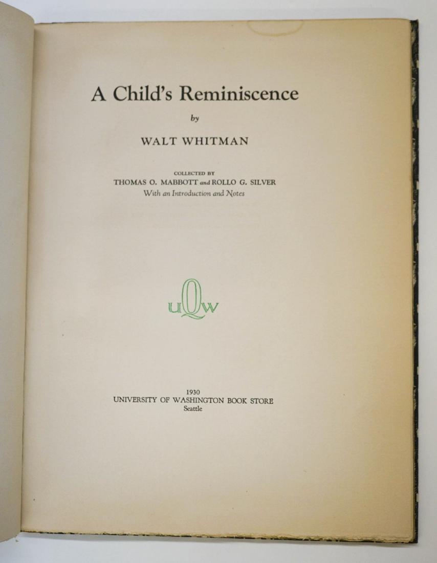 A Child's Reminiscence by Walt Whitman (1 of 3)
