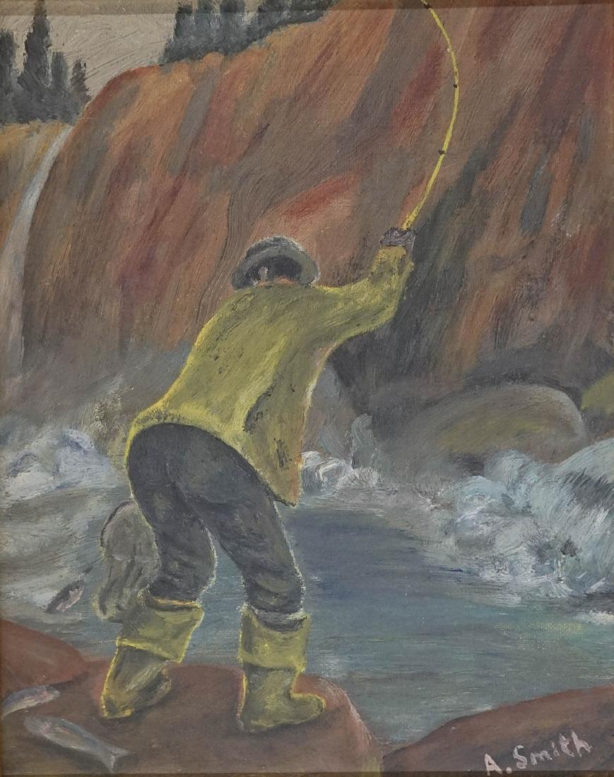 A Smith (American 20th century) Fly Fishing Oil (1 of 4)