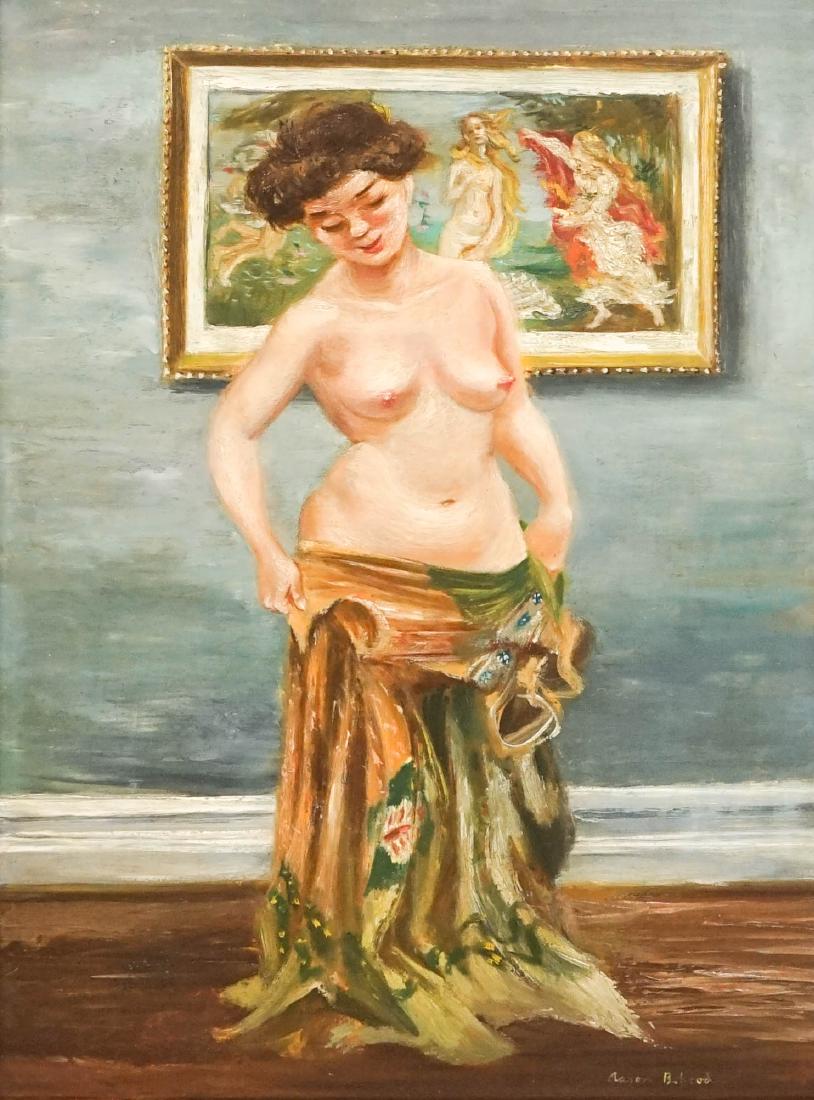 Aaron Bohrod (Wisconsin, Illinois) Oil Painting: Aaron Bohrod (Wisconsin, Illinois 1907-1992) original oil painting on board titled Venus Revisited. Measures 16" x 12" (image size), is framed and measures 22.5" x 18" in total. Signed 'Aaron Bohrod'